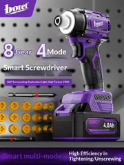 21V Professional Brushless 360 LED Light 8-Gear Intelligent Control 260Nm Torque Smart Impact Driver
