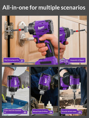 21V Professional Brushless 360 LED Light 8-Gear Intelligent Control 260Nm Torque Smart Impact Driver